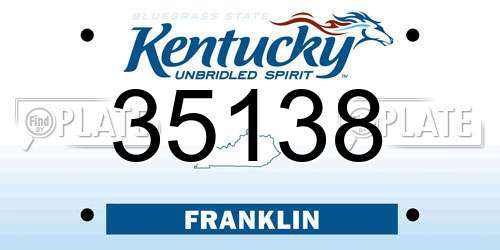 35138 Kentucky License Plate