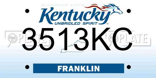 3513KC Kentucky License Plate
