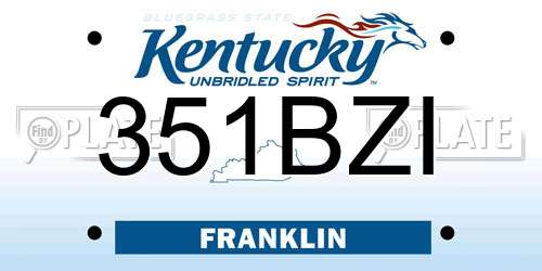 351BZI Kentucky License Plate