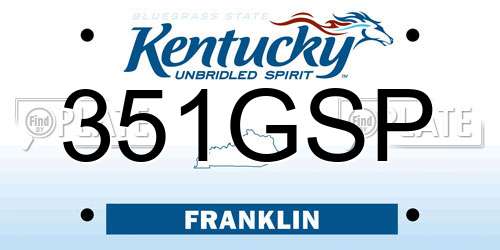 351GSP Kentucky License Plate