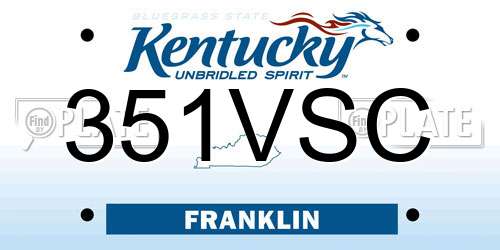 351VSC Kentucky License Plate