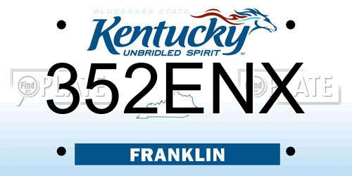 352ENX Kentucky License Plate