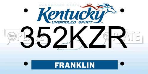 352KZR Kentucky License Plate