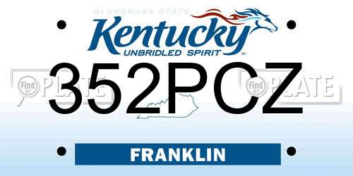 352PCZ Kentucky License Plate