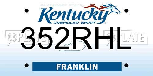 352RHL Kentucky License Plate