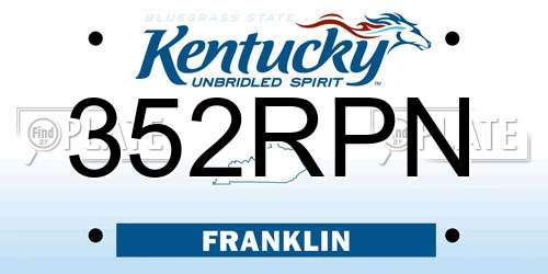 352RPN Kentucky License Plate