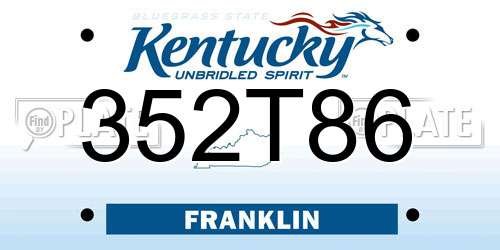 352T86 Kentucky License Plate