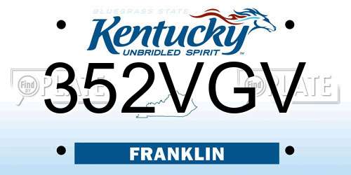 352VGV Kentucky License Plate