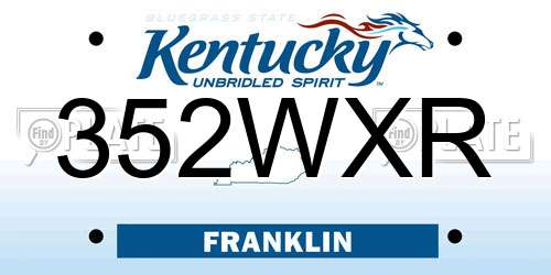 352WXR Kentucky License Plate