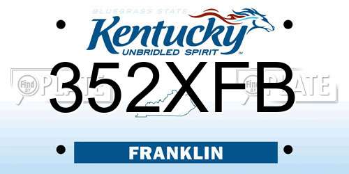 352XFB Kentucky License Plate