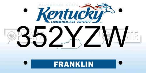 352YZW Kentucky License Plate