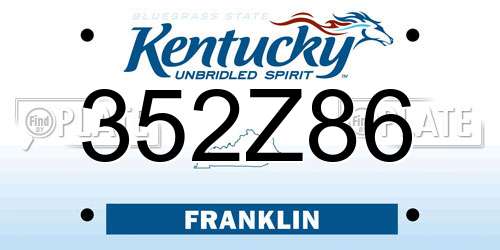 352Z86 Kentucky License Plate