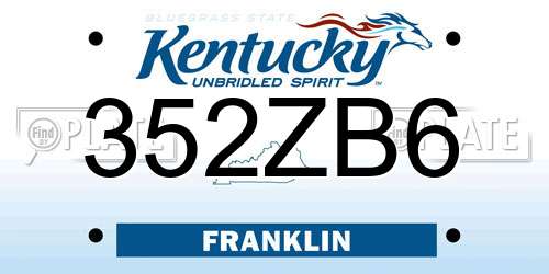 352ZB6 Kentucky License Plate
