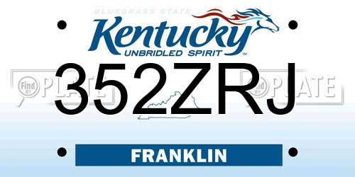 352ZRJ Kentucky License Plate