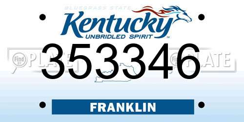353346 Kentucky License Plate