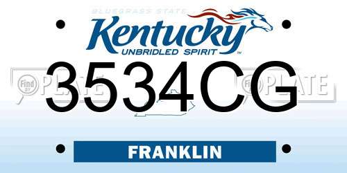 3534CG Kentucky License Plate