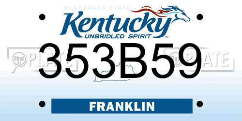 353B59 Kentucky License Plate