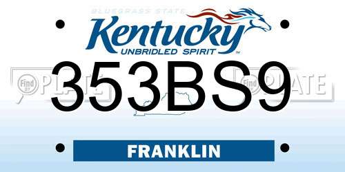 353BS9 Kentucky License Plate
