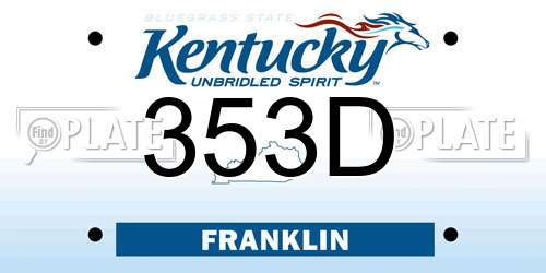 353D Kentucky License Plate