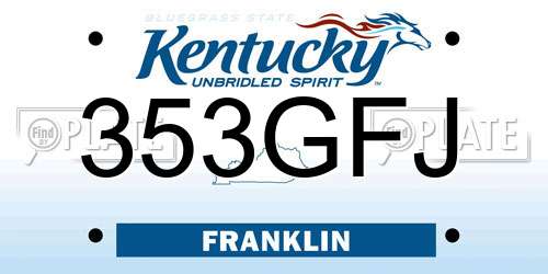 353GFJ Kentucky License Plate
