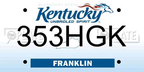 353HGK Kentucky License Plate