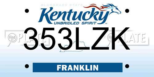 353LZK Kentucky License Plate