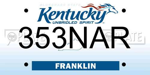 353NAR Kentucky License Plate