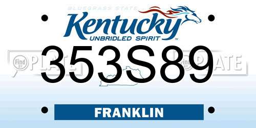353S89 Kentucky License Plate