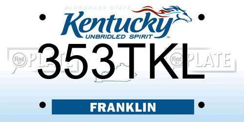 353TKL Kentucky License Plate