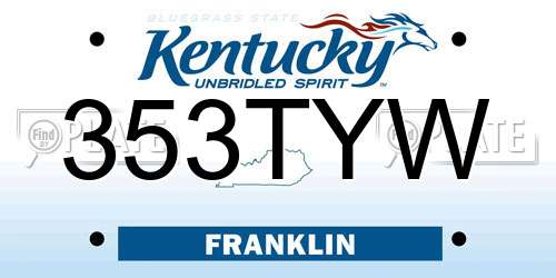 353TYW Kentucky License Plate