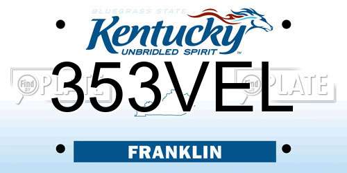 353VEL Kentucky License Plate
