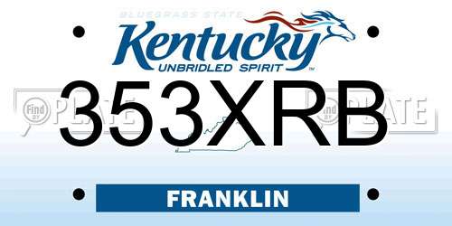 353XRB Kentucky License Plate