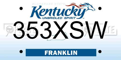 353XSW Kentucky License Plate