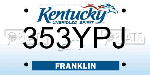 353YPJ Kentucky License Plate