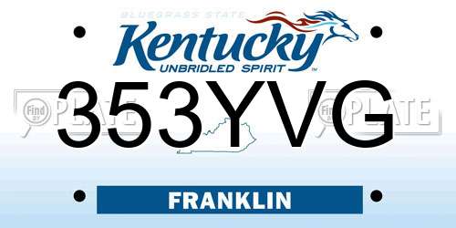 353YVG Kentucky License Plate