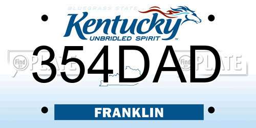354DAD Kentucky License Plate