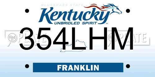 354LHM Kentucky License Plate