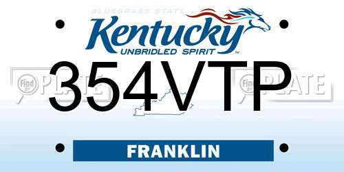354VTP Kentucky License Plate