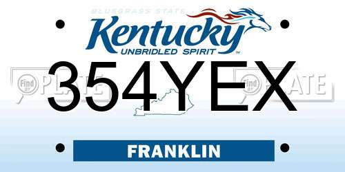 354YEX Kentucky License Plate