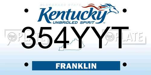 354YYT Kentucky License Plate
