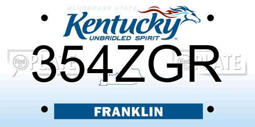 354ZGR Kentucky License Plate