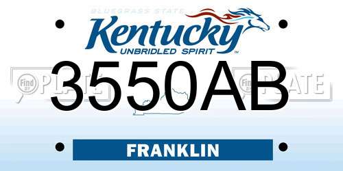 3550AB Kentucky License Plate