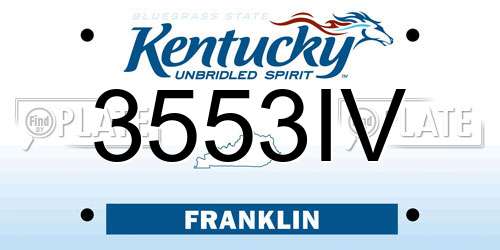 3553IV Kentucky License Plate