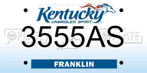 3555AS Kentucky License Plate