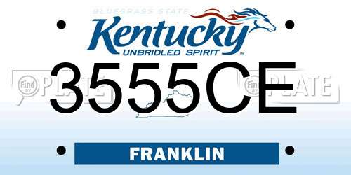3555CE Kentucky License Plate