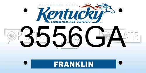 3556GA Kentucky License Plate