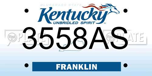 3558AS Kentucky License Plate