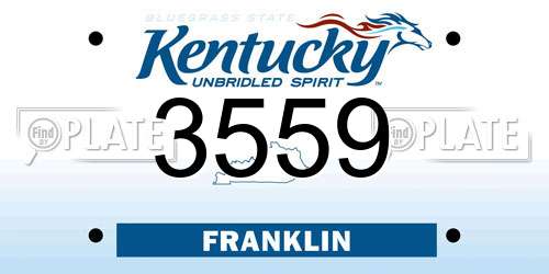 3559 Kentucky License Plate