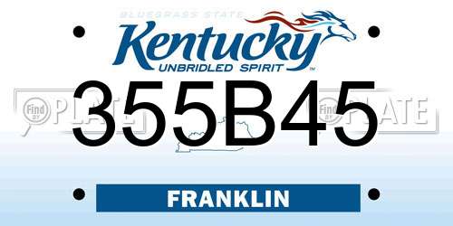 355B45 Kentucky License Plate