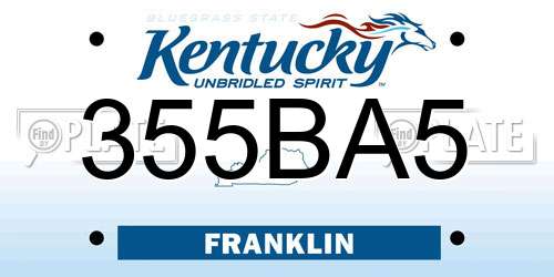 355BA5 Kentucky License Plate